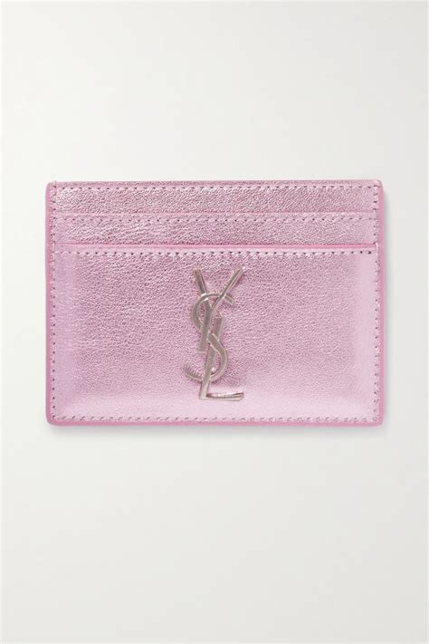 ysl card holder pink gold|ysl pink metallic card holder.